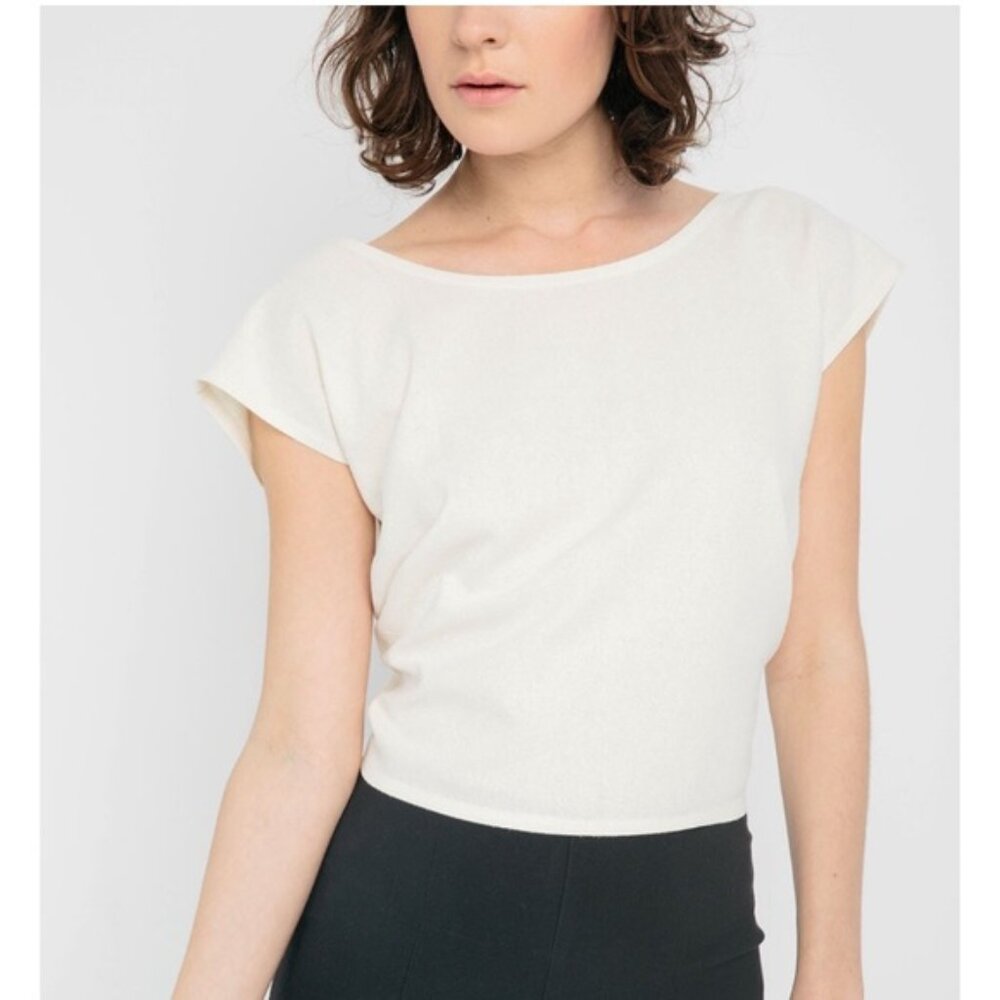 ES Maxine Crop in B&W Striped Linen - Size S/M